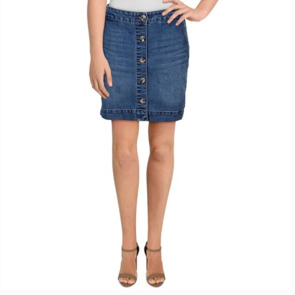 NWT Maison‎ Jules Denim Skirt Mini Button Front 2 Womens